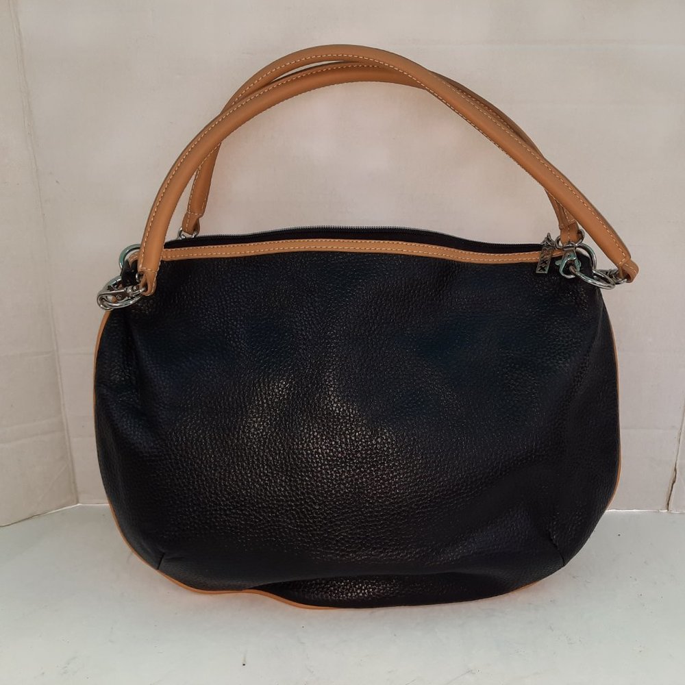 Maxx New York Handbag Pebbled Leather w RED Hawaiian Print